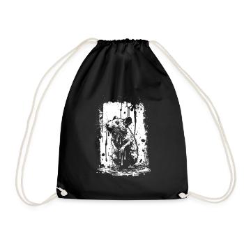 Rat Stencil Art White and Black - Drawstring Bag - black - Front