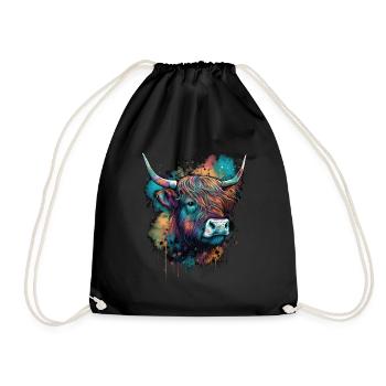 Highland cow - Drawstring Bag - black - Front
