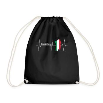 Carte de l’île de Sardaigne Heartbeat Line Cadeau - Sac de sport léger - noir - Devant