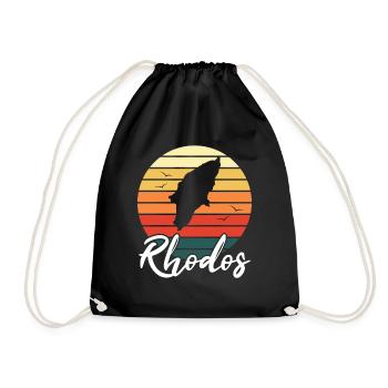Rhodos Insel Karte Griechenland Retro Geschenk - Turnbeutel - Schwarz - Vorne