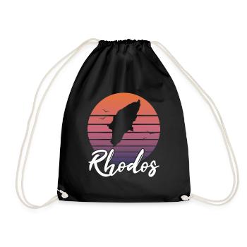 Rhodos Insel Karte Griechenland Retro Geschenk - Turnbeutel - Schwarz - Vorne