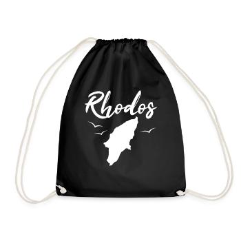 Rhodos Karte Griechische Insel Urlaub Geschenk - Turnbeutel - Schwarz - Vorne