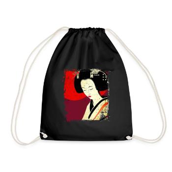 Geisha, traditionelle digitale Kunst, Japan - Turnbeutel - Schwarz - Vorne