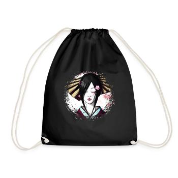 Geisha, traditionelle digitale Kunst, Japan - Turnbeutel - Schwarz - Vorne