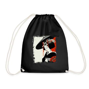 Geisha, traditionelle digitale Kunst, Japan - Turnbeutel - Schwarz - Vorne