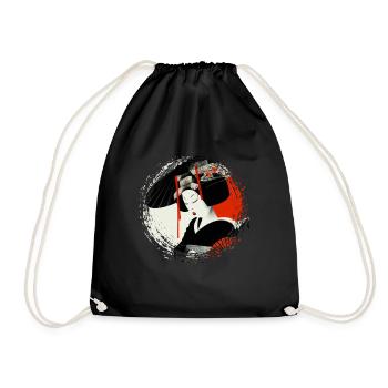 Geisha, traditionelle digitale Kunst, Japan - Turnbeutel - Schwarz - Vorne