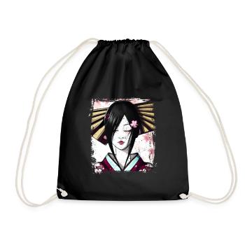 Geisha, traditionelle digitale Kunst, Japan - Turnbeutel - Schwarz - Vorne