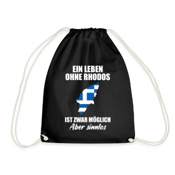 Rhodos Insel Lustiger Spruch Urlaub Geschenk - Turnbeutel - Schwarz - Vorne