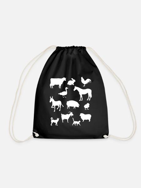 Farm Animals Collection Farm Animals Gift - Drawstring Bag - black