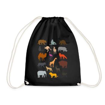 Zoo Animals Collection Zoo Animals Zoo-Goers Gift - Drawstring Bag - black - Front