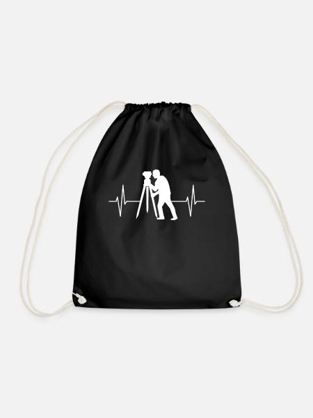 Vermessungstechniker Vermesser EKG Linie Geschenk - Turnbeutel - Schwarz