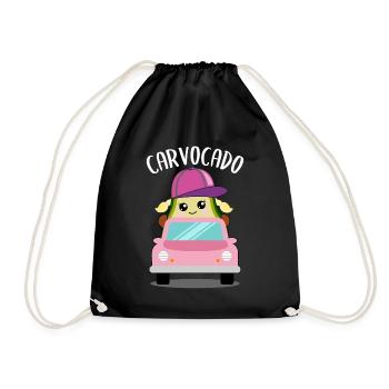 Avocado in Car Funny Vegetable Fruit Gift - Drawstring Bag - black - Front