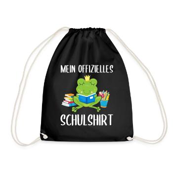 Frosch Schulshirt Schulbeginn Schule Geschenk - Turnbeutel - Schwarz - Vorne