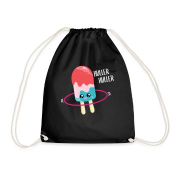 Kawaii Ice Cream with Hulahooping Gift - Drawstring Bag - black - Front