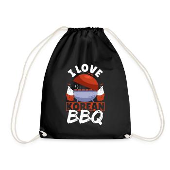 I Love Korean BBQ Traditional Asian Cuisine - Drawstring Bag - black - Front