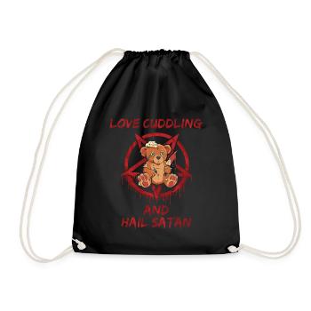 Love Cuddling and Hail Satan - Drawstring Bag - black - Front