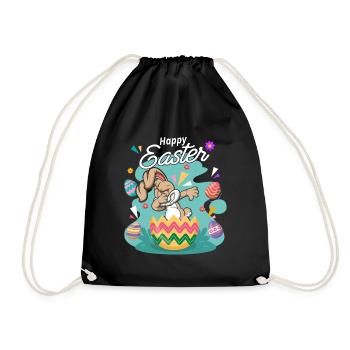 Happy Easter - Dabbing Dab Osterhase - Turnbeutel - Schwarz - Vorne