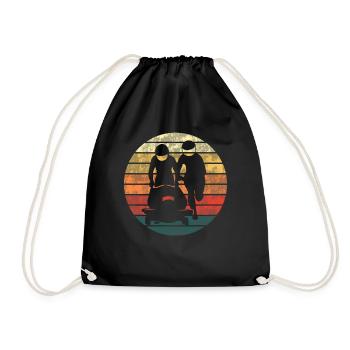 Bobfahrer Bobfahren Bobsport Retro Geschenk - Turnbeutel - Schwarz - Vorne