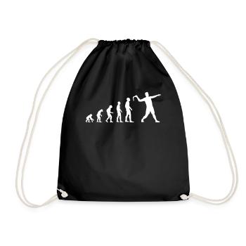 Bumerang Werfen Evolution Bumerang Werfer Geschenk - Turnbeutel - Schwarz - Vorne