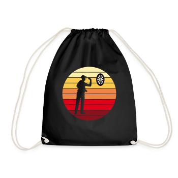 Darts Darts Player Darts Game Retro Vintage Gift - Drawstring Bag - black - Front