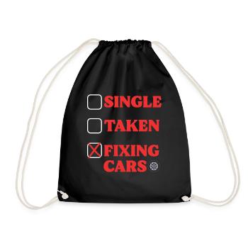 Single Taken Fixing Cars Garage Car Mechanic - Drawstring Bag - black - Front