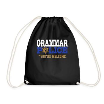 Grammatik-Polizei Rechntschreibung - Turnbeutel - Schwarz - Vorne
