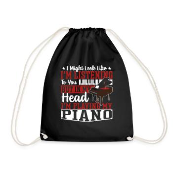In My Head I’m Playing My Piano Piano Player - Drawstring Bag - black - Front