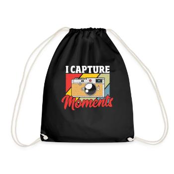 I Capture Moments Photographer Photography Lover - Drawstring Bag - black - Front
