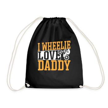 I Wheelie Love Daddy Bicycling Bike - Drawstring Bag - black - Front