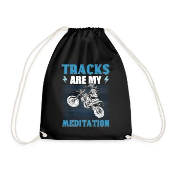 Tracks Are My Meditation Motocross Dirt Bike - Drawstring Bag - black - Front