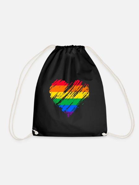 Pride LGBTQ Herz - Turnbeutel - Schwarz