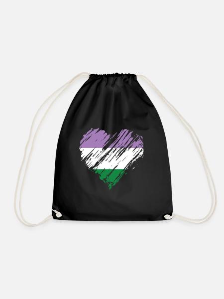 Pride LGBTQ Herz - Genderqueer - Turnbeutel - Schwarz