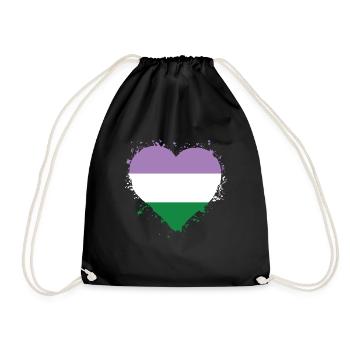 Pride Herz LGBTQ - Genderqueer - Turnbeutel - Schwarz - Vorne