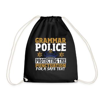 Grammatik-Polizei Rechntschreibung - Turnbeutel - Schwarz - Vorne