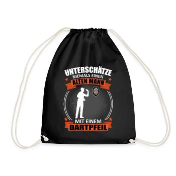 Darts Alter Mann Spruch Dartspieler Fans Geschenk - Turnbeutel - Schwarz - Vorne