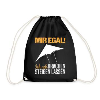 Drachenfliegen Drachensteigen Spruch Geschenk - Turnbeutel - Schwarz - Vorne