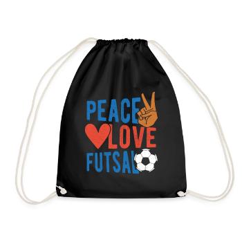 Peace Love Futsal Indoor Football - Drawstring Bag - black - Front