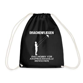 Drachenfliegen Spruch Drachensteigen Geschenk - Turnbeutel - Schwarz - Vorne