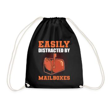 Easily Distracted By Mailboxes Postal Worker - Drawstring Bag - black - Front