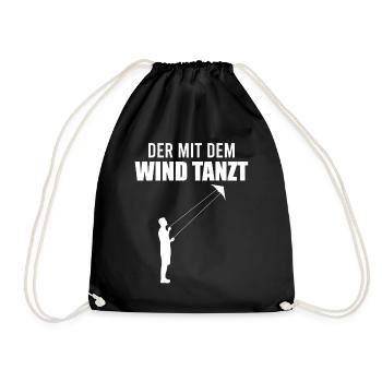 Drachensteigen Spruch Drachenfliegen Geschenk - Turnbeutel - Schwarz - Vorne