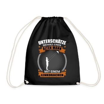 Drachenfliegen Alter Mann Spruch Geschenk - Turnbeutel - Schwarz - Vorne