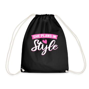 She Plans In Style Interior Designer Interior - Drawstring Bag - black - Front