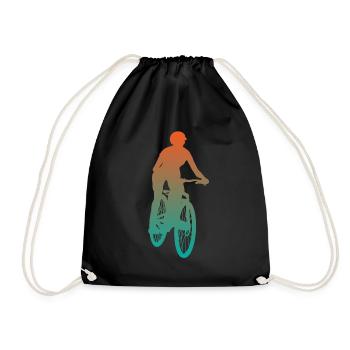 Radfahrerin Mountainbike Fahrer Geschenk Damen - Turnbeutel - Schwarz - Vorne