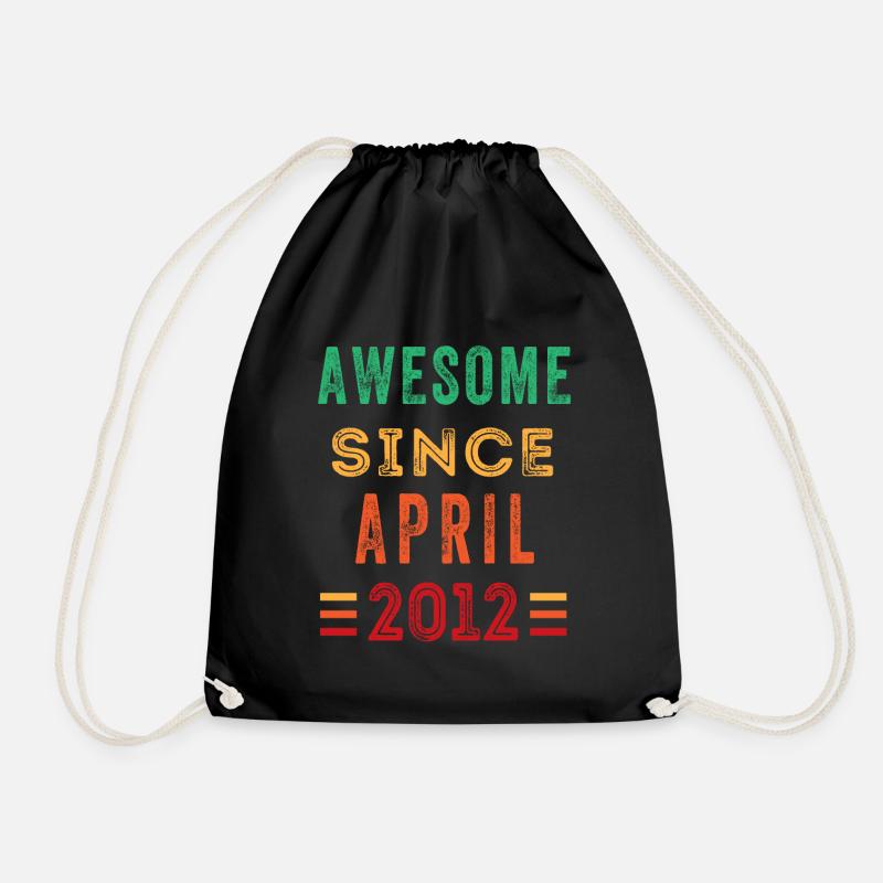 Awesome since April 2012 birthday shirt - Drawstring Bag - black