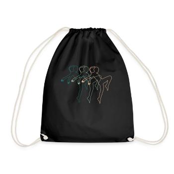 Kickboxerin Kickboxen Retro Vintage Geschenk Damen - Turnbeutel - Schwarz - Vorne