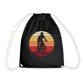 Radfahrerin Mountainbike Fahrer Retro Geschenk - Turnbeutel - Schwarz - Vorne