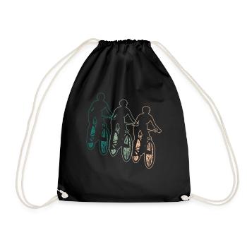 Radfahrerin Mountainbike Fahrer Retro Geschenk - Turnbeutel - Schwarz - Vorne