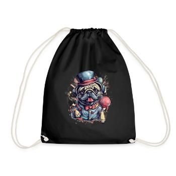 Petit chien carlin mignon - Sac de sport léger - noir - Devant