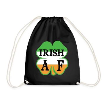 Irish AF shamrock design - Drawstring Bag - black - Front