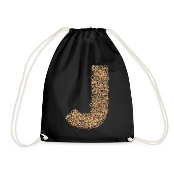 Letter J steampunk design made with cogs - Drawstring Bag - black - Front